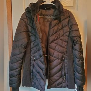 Black Nautica Puffer Hoodes Jacket